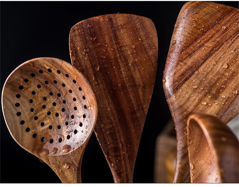 TEAK WOODEN UTENSIL SET