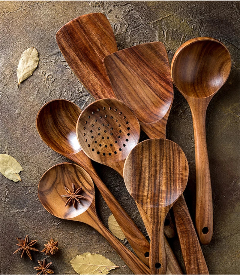 TEAK WOODEN UTENSIL SET