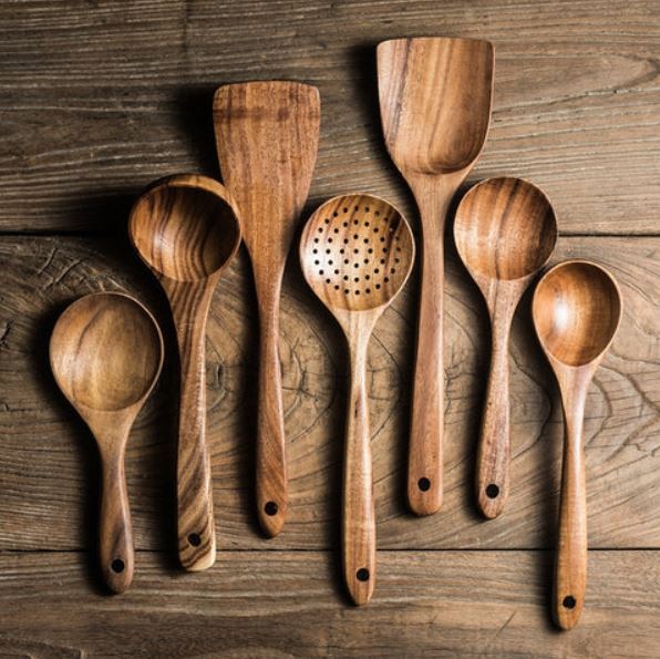 TEAK WOODEN UTENSIL SET